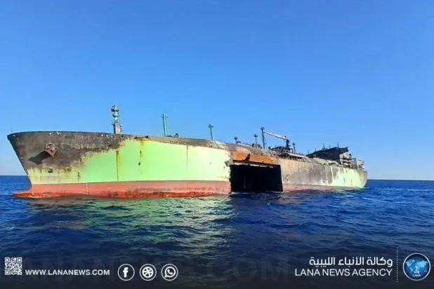 ناقلة الغاز الروسية الجانحة (وكالة الأنباء الليبية)