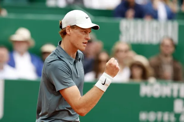 Jannik Sinner of Italy reacts during his semi final match against Alexander Zverev of Germany at the ATP Monte Carlo Masters tennis tournament in Roquebrune Cap Martin, France, 11 April 2026. (EPA)