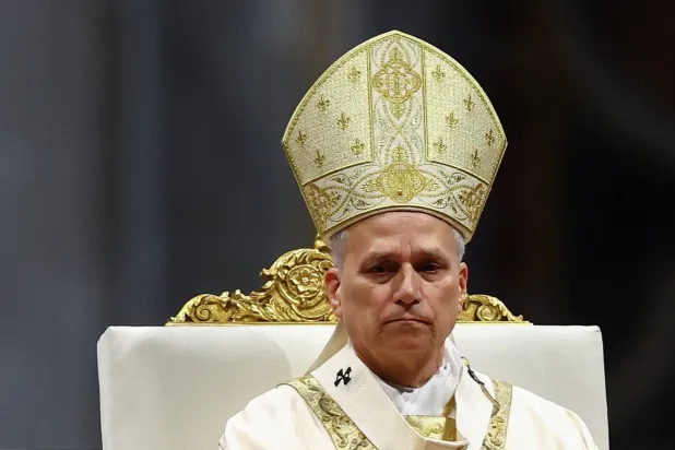 Pope Leo XIV leads the Chrism Mass in St. Peter's Basilica at the Vatican, April 2, 2026. REUTERS/Guglielmo Mangiapane