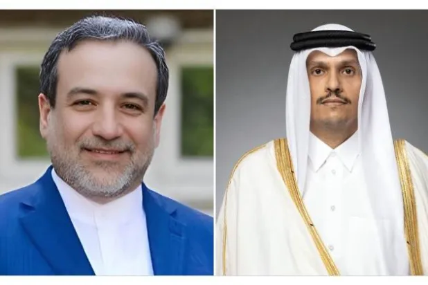 وزير الخارجية القطري الشيخ محمد بن عبد الرحمن آل ثاني ونظيره الإيراني عباس عراقجي (الخارجية القطرية)