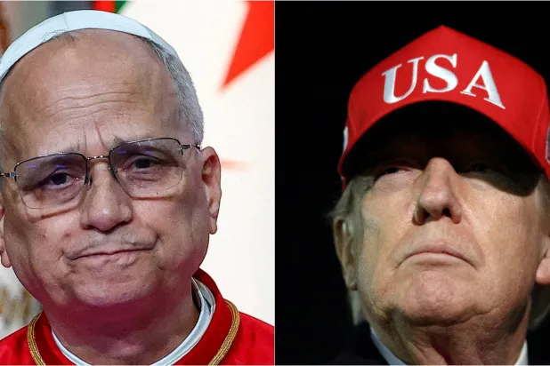 صورة مركبة فيها البابا لاوون الرابع عشر والرئيس الأميركي دونالد ترمب (رويترز)