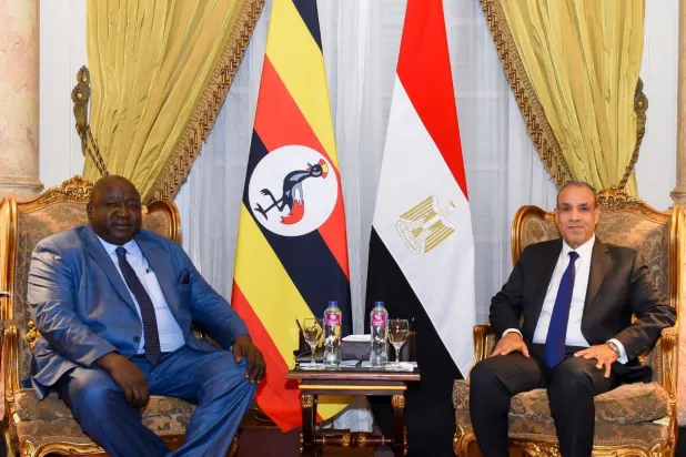 وزير الخارجية المصري خلال محادثات مع نظيره الأوغندي بالقاهرة (الخارجية المصرية)