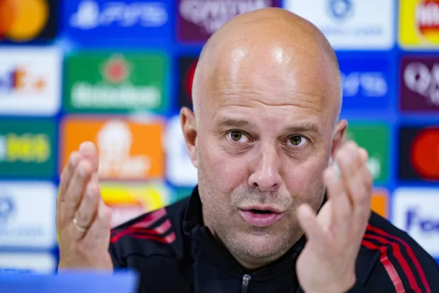 13 April 2026, United Kingdom, Liverpool: Liverpool manager Arne Slot attends a press conference at Anfield, ahead of Tuesday's UEFA Champions League soccer match against Paris Saint Germain. Photo: Peter Byrne/PA Wire/dpa
