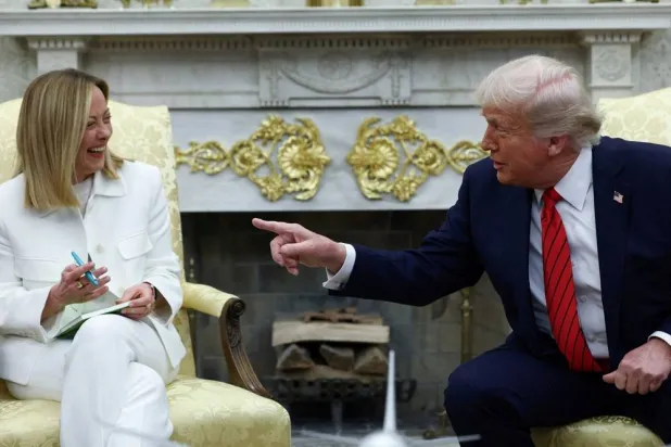 US President Donald Trump meets with Italian Prime Minister Giorgia Meloni in the Oval Office at the White House in Washington, DC, US, April 17, 2025. (Reuters) 