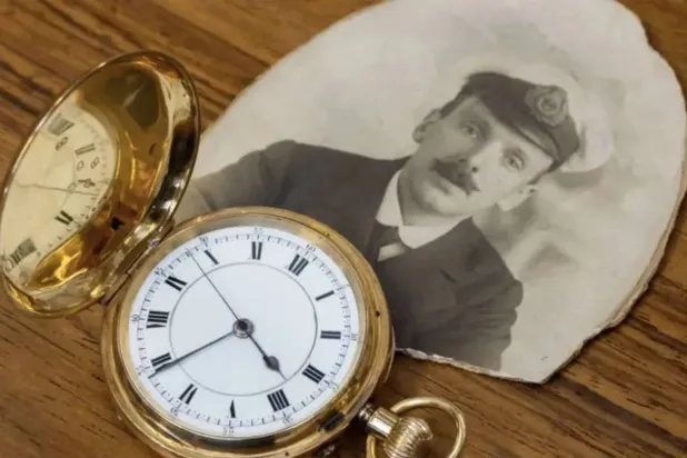 The engraved watch will be sold at auction. (Hansons Auctioneers)