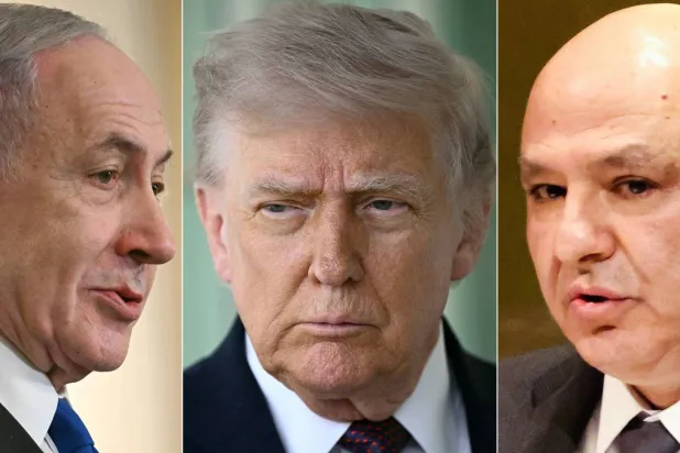 صورة مركبة للرئيس الأميركي دونالد ترمب في الوسط وعلى يمينه الرئيس اللبناني جوزيف عون وعلى يساره رئيس الوزراء الإسرائيلي بنيامين نتنياهو (أ.ف.ب)