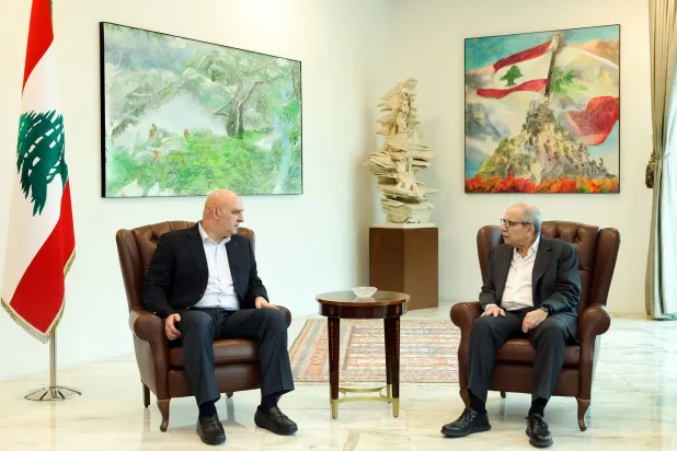 رئيس الجمهورية جوزيف عون مستقبلاً رئيس الحكومة نواف سلام (رئاسة الجمهورية)