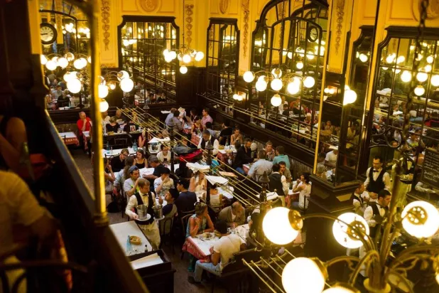 A general view shows the diner room of French brasserie Bouillon Chartier, on July 24, 2013, in Paris. (AFP) 