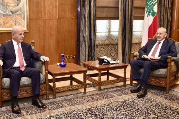 Lübnan Meclis Başkanı Nebih Berri, ABD’nin Lübnan Büyükelçisi Michel Issa’yı kabul etti. (Lübnan Meclis Başkanlığı)