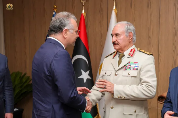 حفتر ومسعد بولس 24 يوليو الماضي (القيادة العامة للجيش الوطني)