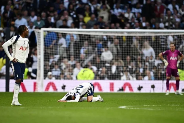 Football - Premier League - Tottenham Hotspur v Brighton & Hove Albion - Tottenham Hotspur Stadium, London, Britain - April 18, 2026 Tottenham Hotspur's Pedro Porro looks dejected after the match. (Reuters)