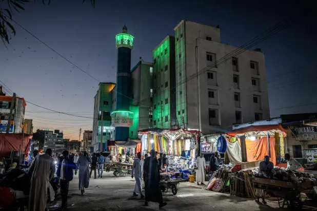 People walk past street stalls in front of a mosque in downtown Hargeisa. (AFP file)