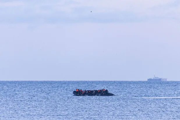  Migrants attempt to cross the English Channel in a smuggler's boat off the coast of Gravelines, northern France, on April 14, 2026. (AFP)