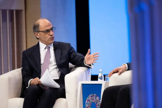 Dr. Jihad Azour, Director of the Middle East and Central Asia Department at the International Monetary Fund, speaks at the IMF, World Bank spring meetings. (IMF) 