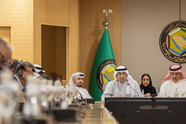 Secretary-General of the Gulf Cooperation Council Jasem Mohamed Albudaiwi speaks at the symposium in Riyadh on Tuesday. (GCC)