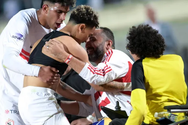 البرازيلي خوان ألفينا محتفلاً بالهدف الثمين (نادي الزمالك)