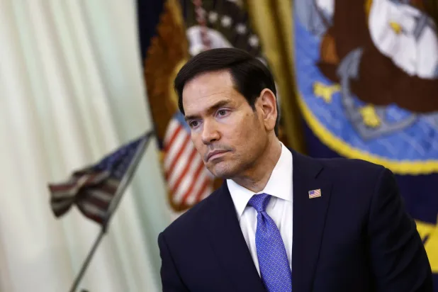 US Secretary of State Marco Rubio listens as US President Donald Trump speaks to the media in the Oval Office at the White House in Washington, DC, USA, 23 April 2026. EPA/WILL OLIVER / POOL