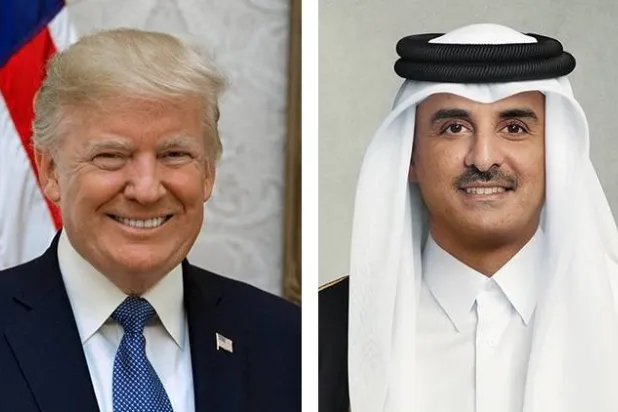 أمير قطر الشيخ تميم بن حمد والرئيس الأميركي دونالد ترمب (قنا)