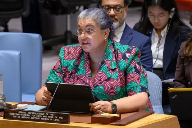 المبعوثة الأممية لدى ليبيا هانا تيتيه خلال إحاطة لمجلس الأمن في 21 أغسطس 2025 (البعثة الأممية)