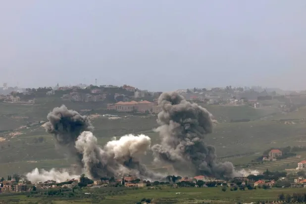 Israeli soldiers operate on the Lebanese side of the border, as seen from the Upper Galilee in northern Israel, 26 April 2026, amid a ceasefire between Israel and Lebanon. (EPA)