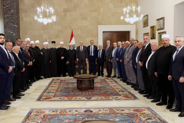 الرئيس اللبناني جوزيف عون مستقبلاً وفداً من فعاليات حاصبيا والعرقوب (رئاسة الجمهورية)

