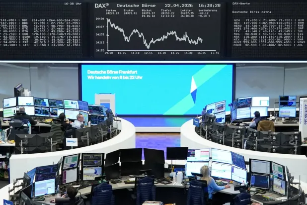 رسم بياني لمؤشر أسعار الأسهم الألماني «داكس» في بورصة فرانكفورت (رويترز)