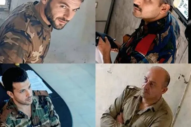 صور مقتطعة من الفيديوهات المسربة لمسؤولين أمنيين وحرس في سجن صيدنايا الثلاثاء 