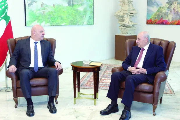 رئيس الجمهورية جوزيف عون مستقبلاً رئيس البرلمان نبيه بري (أرشيفية - رئاسة الجمهورية)