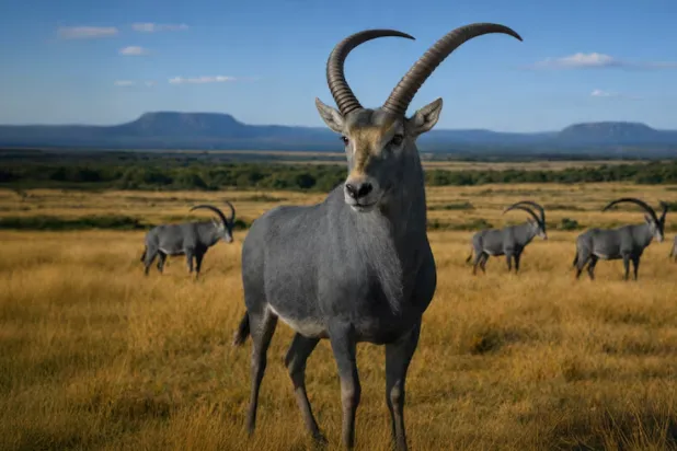 An artist's rendering of the extinct African antelope species called the Bluebuck, released on April 30, 2026. Colossal Biosciences/Handout via REUTERS 