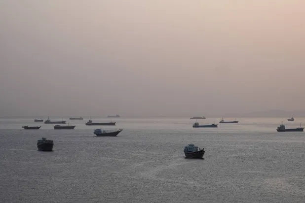 Ships and boats in the Strait of Hormuz, Musandam, Oman, May 1, 2026. REUTERS/Stringer