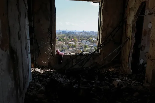 The interior of the damaged flat in an apartment building hit by a Russian drone strike, amid Russia's attack on Ukraine, amid Russia's attack on Ukraine, in Odesa, Ukraine May 1, 2026. (Reuters)