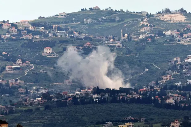 Smoke rises as a result of an Israeli strike in the south of Lebanon, as seen from the Upper Galilee in northern Israel, 06 May 2026, amid a ceasefire between Israel and Lebanon. (EPA)