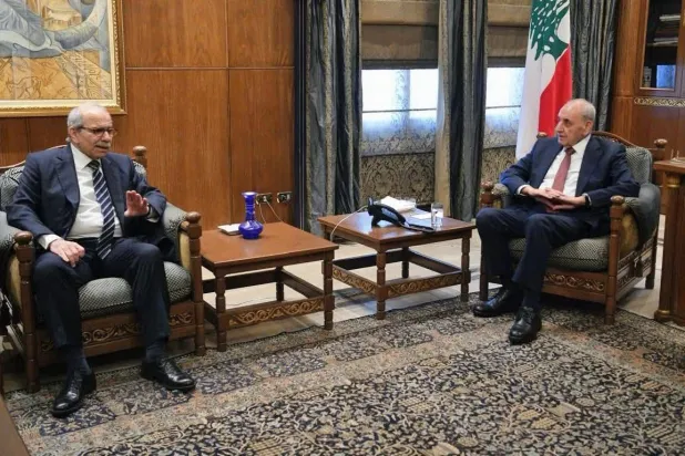 Parliament Speaker Nabih Berri meets with Prime Minister Nawaf Salam. NNA