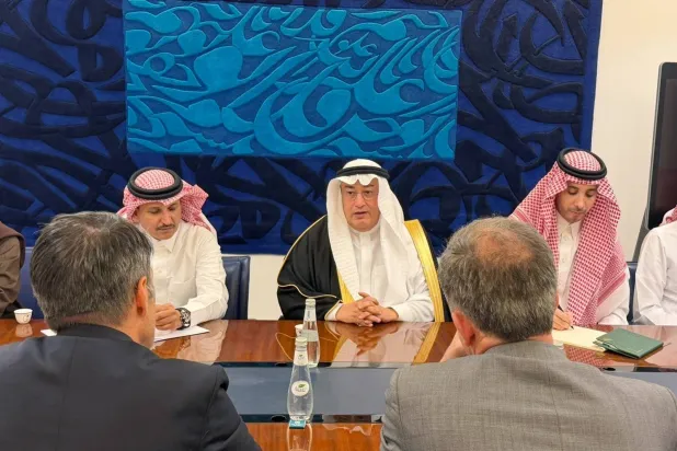 Dr. Rayed Krimly during a recent meeting with a French delegation in Riyadh. (Saudi Foreign Ministry)