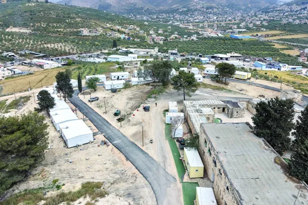 صورة من الجو لمستوطنة صانور قرب جنين في الضفة الغربية المحتلة (د.ب.أ)