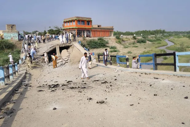 File photo: People survey the Lorha bridge, allegedly destroyed by militants in Bannu, Khyber Pakhtunkhwa (KPK) province, Pakistan, 12 May 2026. EPA/WASEEM KHAN
