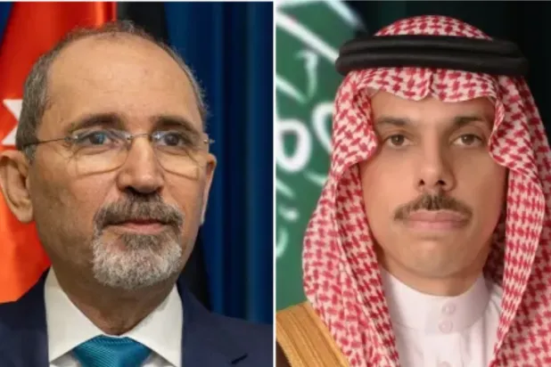 الأمير فيصل بن فرحان وزير الخارجية السعودي ونائب رئيس الوزراء وزير الخارجية وشؤون المغتربين الأردني أيمن الصفدي (الشرق الأوسط)