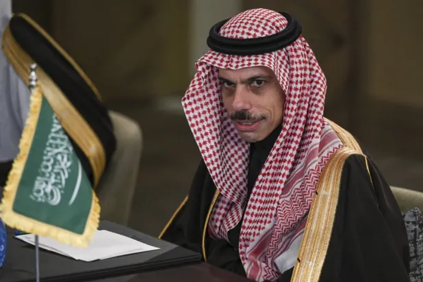 Saudi Foreign Minister Prince Faisal bin Farhan bin Abdullah looks on during a meeting with Egyptian Foreign Minister Badr Abdelatty (not pictured) at Waldorf Astoria Hotel in Cairo, Egypt, 05 January 2026. (EPA)
