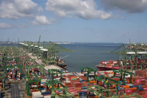 FILE - A view of the Port of Singapore Authority's Pasir Panjang Terminal is pictured on July 25, 2023. (AP Photo/Anton L. Delgado, File)