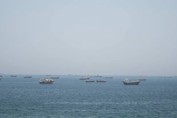  Vessels in the Strait of Hormuz, Musandam, Oman, May 8, 2026. (Reuters)