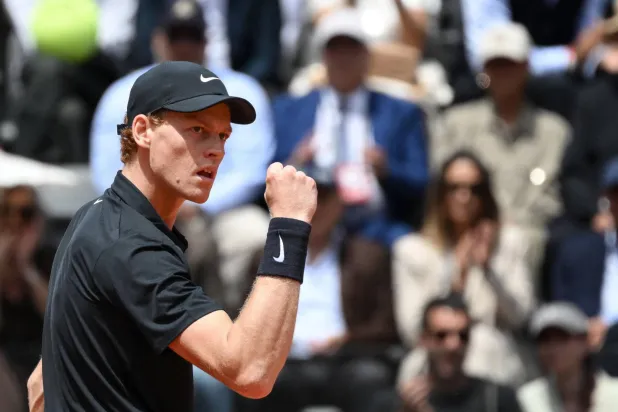Jannik Sinner of Italy reacts during his men's singles quarterfinal match against Andrey Rublev of Russia (not pictured) at the Italian Open tennis tournament in Rome, Italy, 14 May 2026. EPA/ALESSANDRO DI MEO