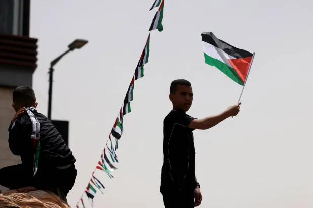 Palestinians attend a rally marking 'Nakba' day in the West Bank city of Ramallah, 12 May 2026. EPA/ALAA BADARNEH