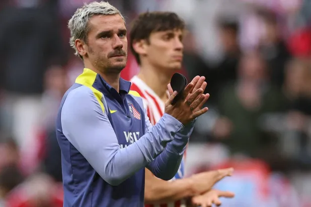 Football - La Liga - Atletico Madrid v Celta Vigo - Riyadh Air Metropolitano, Madrid, Spain - May 9, 2026 Atletico Madrid's Antoine Griezmann looks dejected after the match. (Reuters)