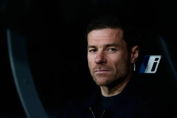 FILE - Real Madrid's head coach Xabi Alonso looks on before the Spanish La Liga soccer match between Real Madrid and Real Betis Sevilla in Madrid, Spain, Jan. 4, 2026. (AP Photo/Pablo Garcia, File)