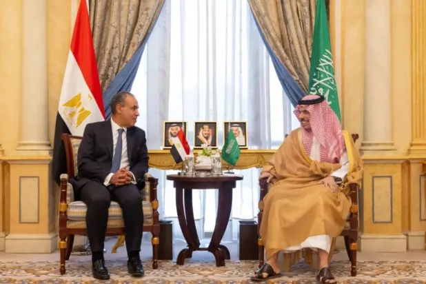 لقاء سابق بين وزير الخارجية السعودي الأمير فيصل بن فرحان ونظيره المصري بدر عبد العاطي في الرياض (واس)