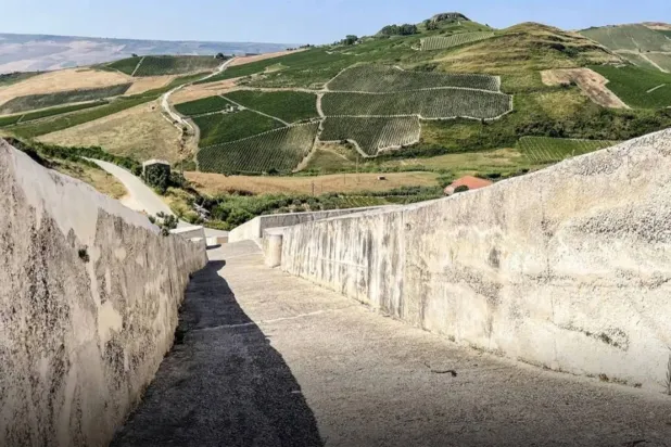 Artist Alberto Burri poured tons of cement over the ruins of Gibellina to create the Grande Cretto, or Big Crevice. (Giovanni Mereghetti/UCG/Universal Images Group/Getty Images)