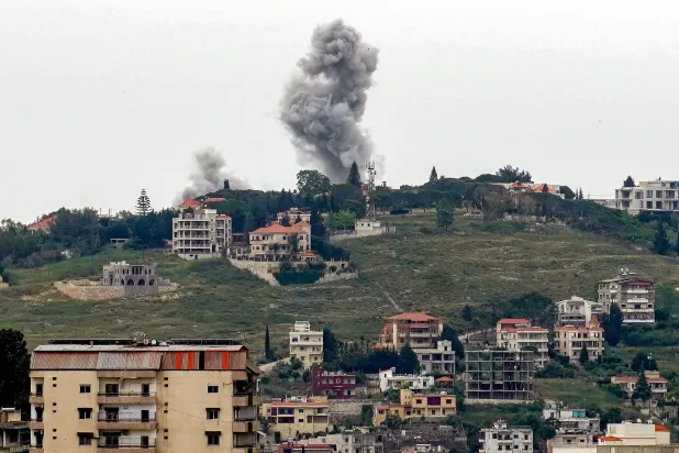 Smoke rises following Israeli bombardment on the village of Zibdin in the Nabatieh district in southern Lebanon on May 18, 2026. (AFP) 
