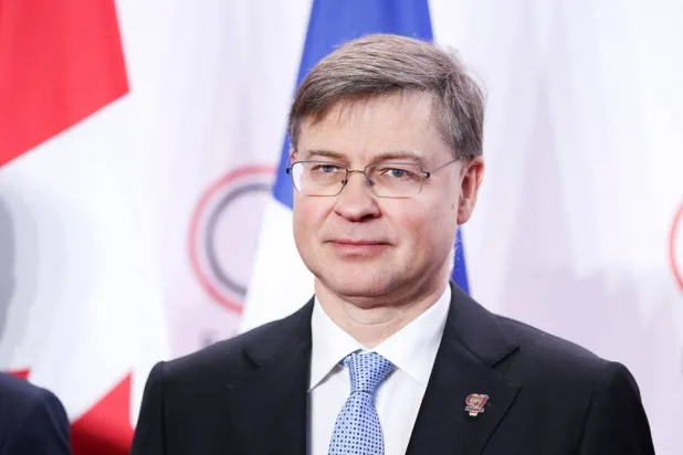 European Commissioner for Economy and Productivity, Valdis Dombrovskis, looks on ahead of a G7 finance ministers and central bank governors meeting in Paris, France, May 18, 2026. (Reuters) 