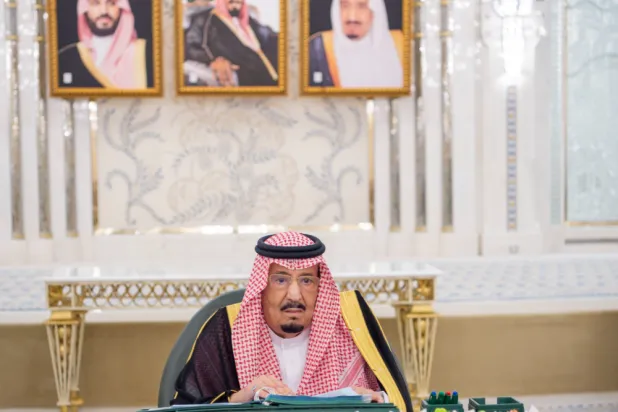 Custodian of the Two Holy Mosques King Salman bin Abdulaziz Al Saud chairs the Cabinet meeting in Jeddah. (SPA)