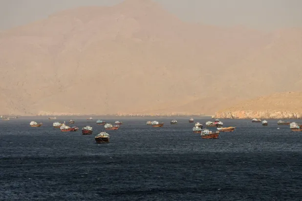 FILE PHOTO: Vessels in the Strait of Hormuz, Musandam, Oman, May 15, 2026. REUTERS/File Photo
